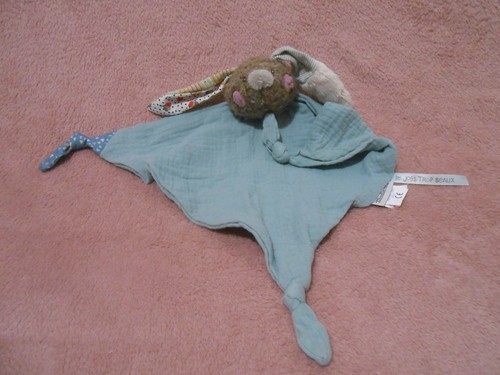 Doudou lapin marron lange vert - marron,