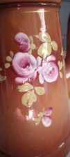 Ancienne Cafetière émaillée japy marron avec  rose en  relief COLLECTION VINTAGE