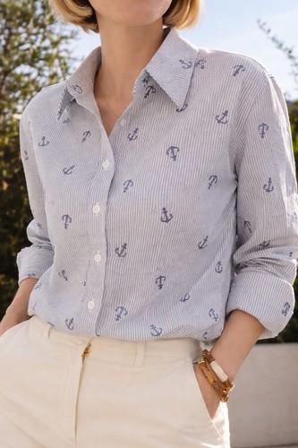 Chemise femme rayée ancres