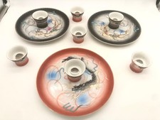 Service à saké 7 verres érotiques + 3 assiettes dragons Asie Japon Chine