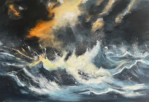 Tableau acrylique tempête - acrylique,