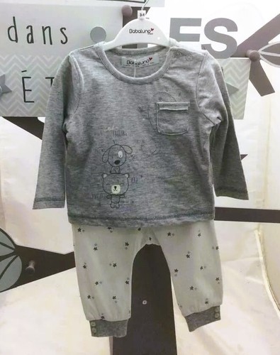 Pyjama pièces haut gris - haut,