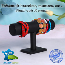 Présentoir montres & bracelets T-Bar 24cm simili cuir noir vitrine pro shooting