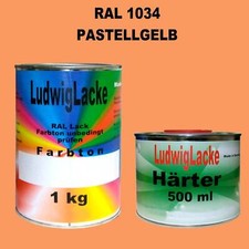 1,5 KG Kit Laque Acrylique En Couleur Ral 1034 1 Peinture Brillant + 0,5l Rigide