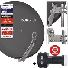 DUR-line 8 Abonné Système de Satellite Select 75/80 Alu Satantenne Grise + Octo