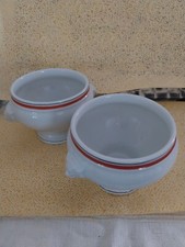 2 BOLS à gratinées porcelaine d'Auteuil service bistrot Jacques LOBJOY