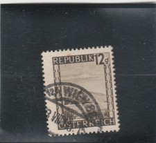 L5557 AUTRICHE TIMBRE N° Y&T 609 de 1945-47 " Le Schefberg et lac  " Oblitéré
