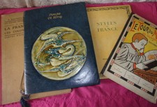 Lot livres Géographie, Atlas Colonies, Meubles et styles, Tour du Monde, Menus 