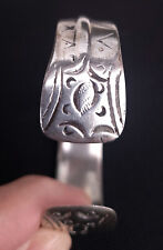 Bracelet "manchette" ancien, ethnique saharien, argent massif décoré, avant 1980