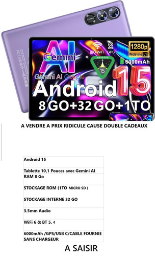 Tablette android 1000 go - android, ,