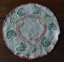 Napperon rond ancien lin beige