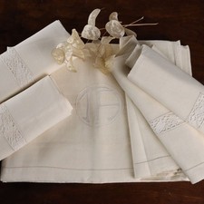 Drap Double Second Hand Lin Taies d'Oreiller Italie XXe Siècle Original