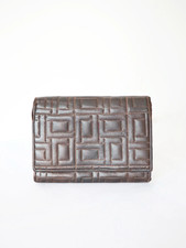 Porte-monnaie / Portefeuille vintage en cuir matelassé couleur Marron – Lancel