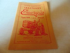 Notice d entretien et de conduite tracteur ENERGIC type 519 diesel 1959