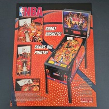 Flyer Affiche Publicitaire Flipper Stern NBA Vintage Pinball