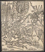 1502 Rare gravure originale Énéide Bataille Chevaliers Incunable Mythologie