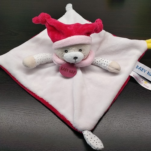 Doudou plat ours blanc - , rose