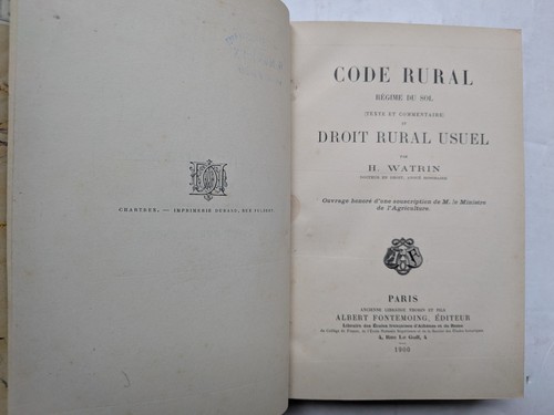 Code rural watrin 1900 - rural,