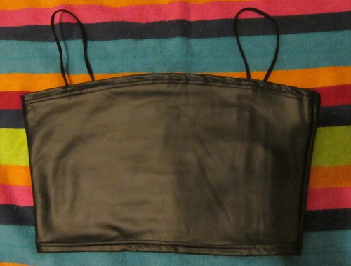 Faux leather tank top crop - leather,