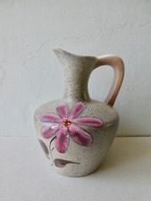 vase Savoie Poet Laval  en céramique, décor fleur rose, vintage, 1960