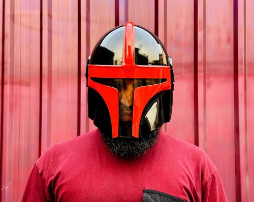 Casque mandalorian red - red, steel