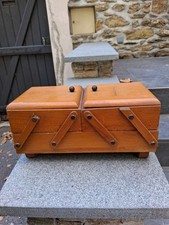 Ancienne travailleuse de table en bois des années 70