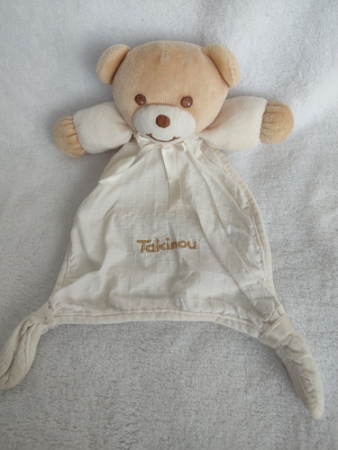 Doudou plat blanc beige ours - plat,