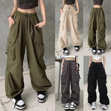 Pantalon Cargo Femme Rétro Vêtements De Travail Décontracté Baggy Pantalon /