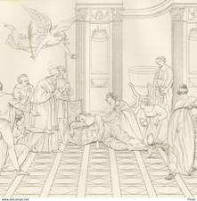 Nicolas Poussin Le Martyre de Sainte Cécile de Rome Archange - Gravure original