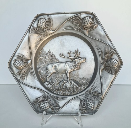 Assiette murale étain cerf - assiette,