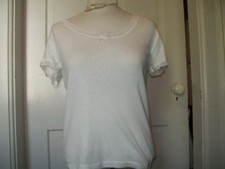 891316 CHAPS WHITE PAJAMA COTTON TOP LACE TRIM SMALL