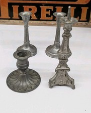 4 bougeoir miniature en étain ancien pique cierge église