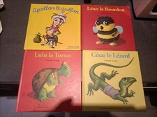 4 livres , Lulu la tortue, César le lézard, Léon le bourdon,Apollon le grillon
