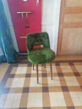 Chaise moumoutte 1960 1970 verte pieds bois compas