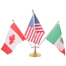 1 ensemble de drapeaux de bureau (américain, canadien mexicain) avec mât,