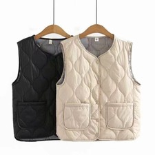 Femme Matelassé Rembourré Gilet Doudoune Gilet Chaud Thermique