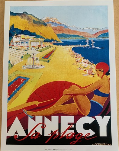 Annecy plage affiche - plage,