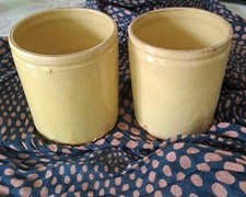 2 ANCIENS POTS A CONFITURE OU GRAISSE SUPERBES TERRE VERNISSÉE OCRE SAVOIE XIXÈM