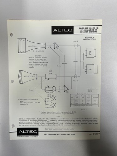 Vtg original altec - 290, 291