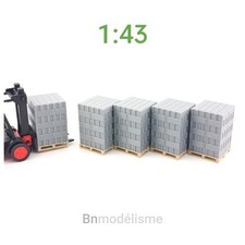 Lot 5 Palettes Parpaings 1/43, Décor Travaux Camion Chantier Béton Construction