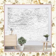 WHITE BRICK TAPESTRY BACKDROP CLOTH WALL 50" x 58" INCH WALLPAPER BACKGROUND 