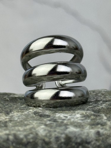 Bague argentée triple anneau - bague,
