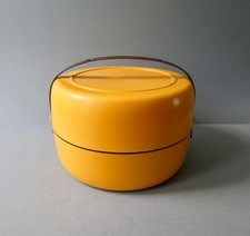 panier à pique nique Vipo, plastique orange et marron, vintage, camping, 1970