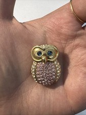 Petite Broche Chouette Strass Rose Et Blanc Bijoux Fantaisie