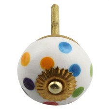 Bouton de meuble en céramique Poignée de porte Points jaune-bleu-vert-rouge-viol