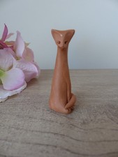 Figurine miniature chat en terre cuite artisanal poterie potier, collection chat