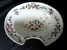  Plat à barbe ancien en faïence Rouen Sinceny XVIII - XIXème