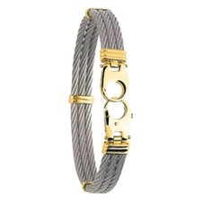 Bracelet Jonc Acier et Or Jaune 750 fermoir Menottes