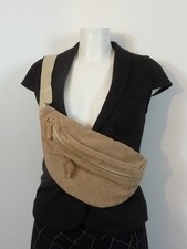 🌼 Sac Banane en Velours Beige avec 2 Poches Zippées et Sangle Réglable- Neuf