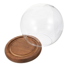  1 ensemble de Cloche de dôme d'affichage en verre avec Base en bois, Globe pour